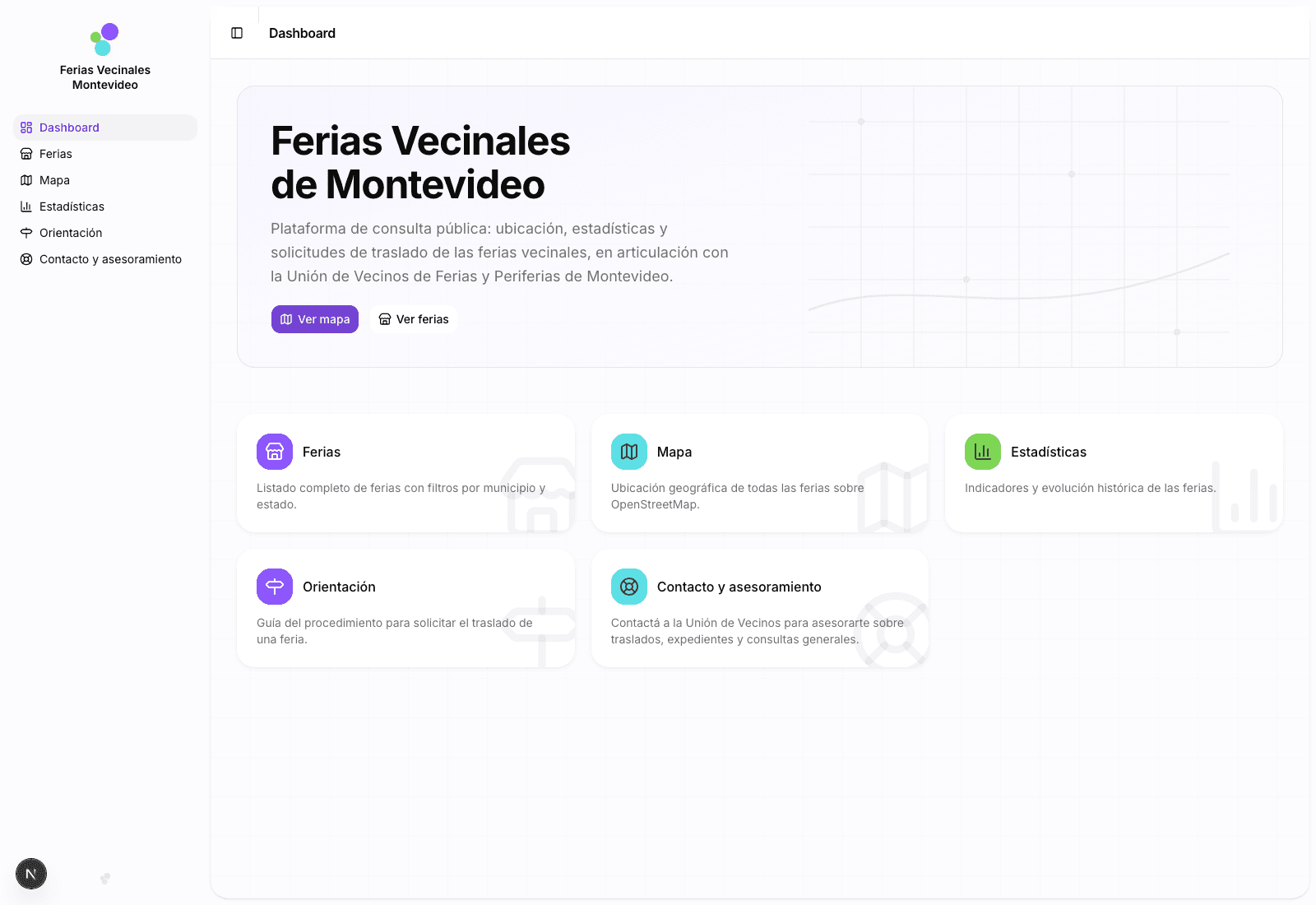 Vista del proyecto Ferias Montevideo